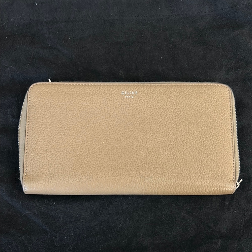 Celine Vintage Taupe Leather Wallet